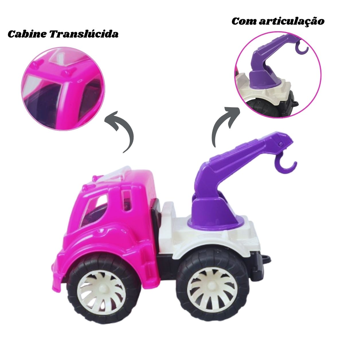 Brinquedo Caminhão Guincho Rosa - Smiling Kids Brinquedo Caminhão Guincho Rosa - Smiling Kids